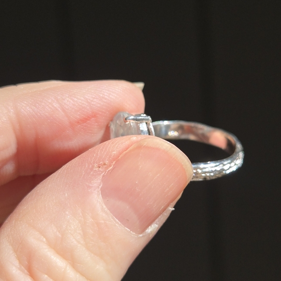 Aquamarine 4k Topaz & Amethyst floral setting sterling & white gold ring sz8 - Picture 8 of 8